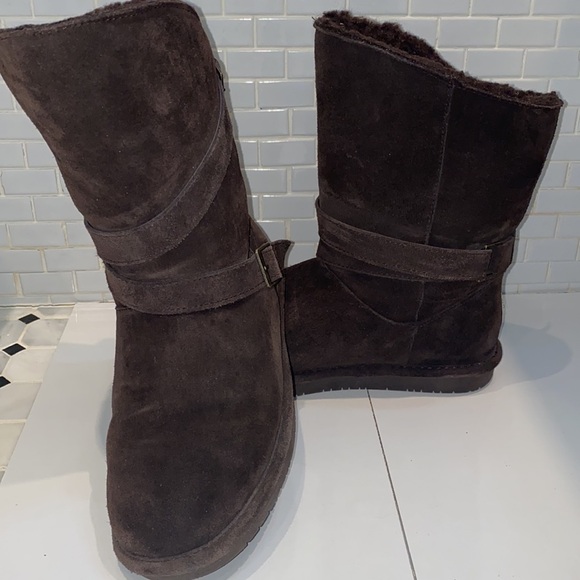 Bearpaw 💯 chocolate brown suede boots with wool blend lining. Size 8. - Picture 10 of 14